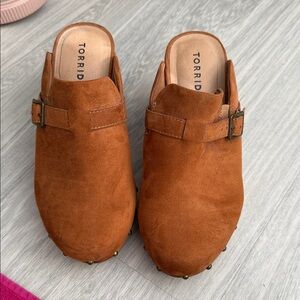 Torrid Women's Tan Suede Mules with Buckle